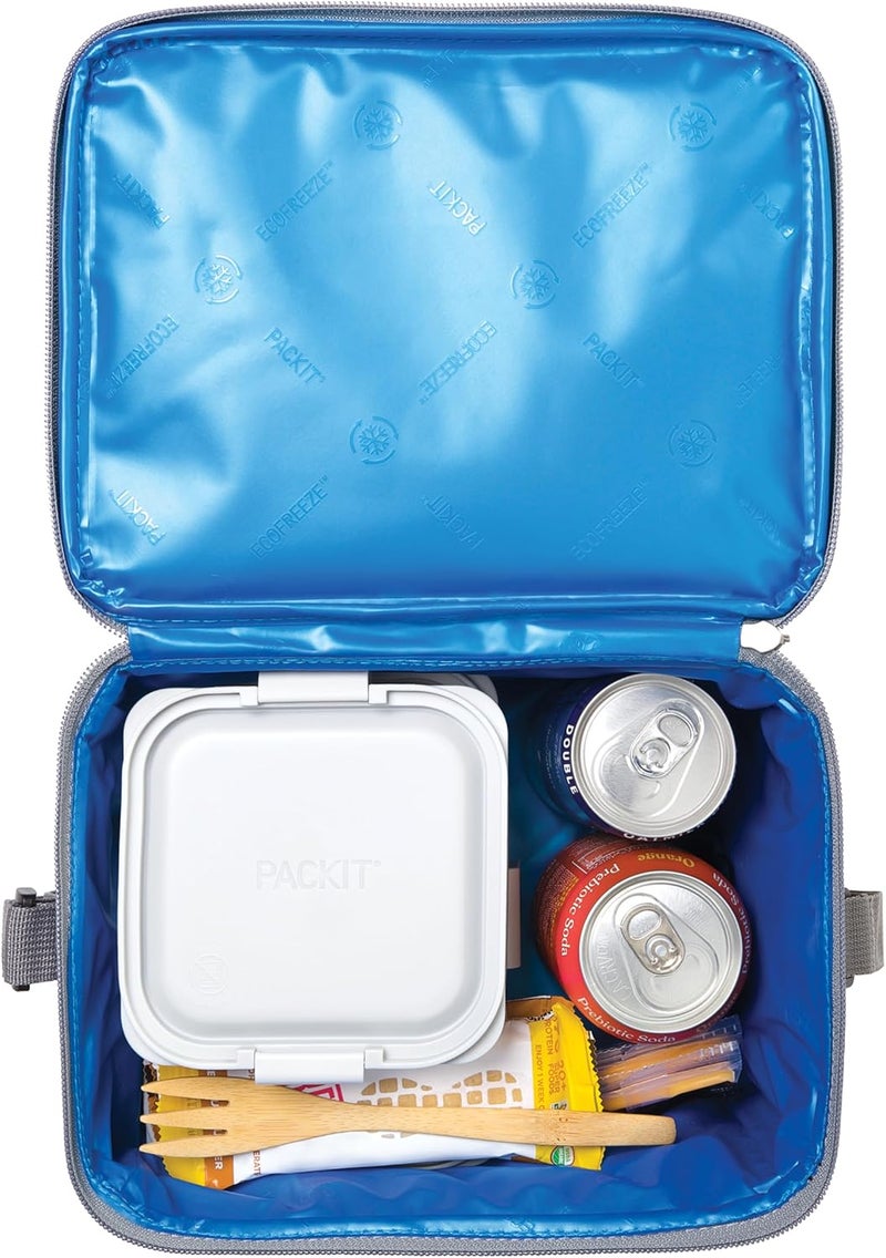 Pac-Kit ® Freezable Essential Cooler, Gray Fog, Built with EcoFreeze® Technology, Fully Freezable, Collapsible, Reusable, With Adjustable Crossbody Strap, Top Clip Handle, Designed for Fresh Office - Image 5